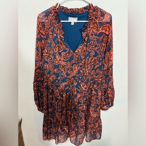 Ivy Road Blue and Red Floral Dress